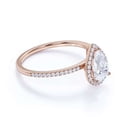 thumbnail image 5 of vylahjewellery 14K Vermeil Rose Gold Halo Promise Wedding Bridal Ring Pear Cut Moissanite Engagement Ring for Women Stacking Proposal Ring Birthday Gift Ring for Special One, 5 of 7