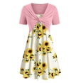 thumbnail image 2 of HONHUZH Women Summer Dresses 2022, Floral Casual Drees Short Sleeve Cross Sunflower Print Dress Suit, 2 of 6