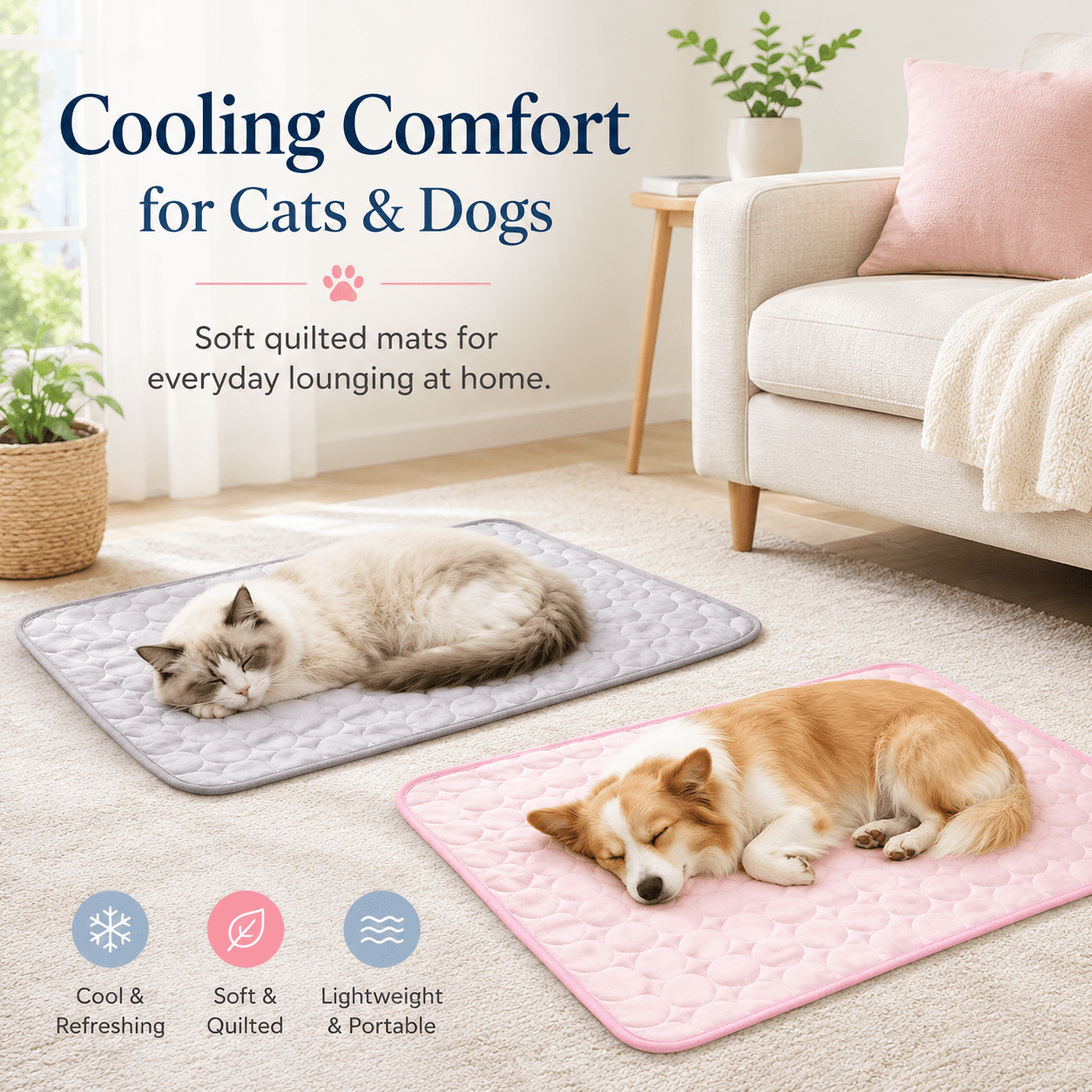 PawLabs Cooling Mat for Dogs – Gel-Infused Pet Mat for Instant Cooling, Portable & Reusable, Indoor & Outdoor Crate & Floor Pad, Multiple Colors