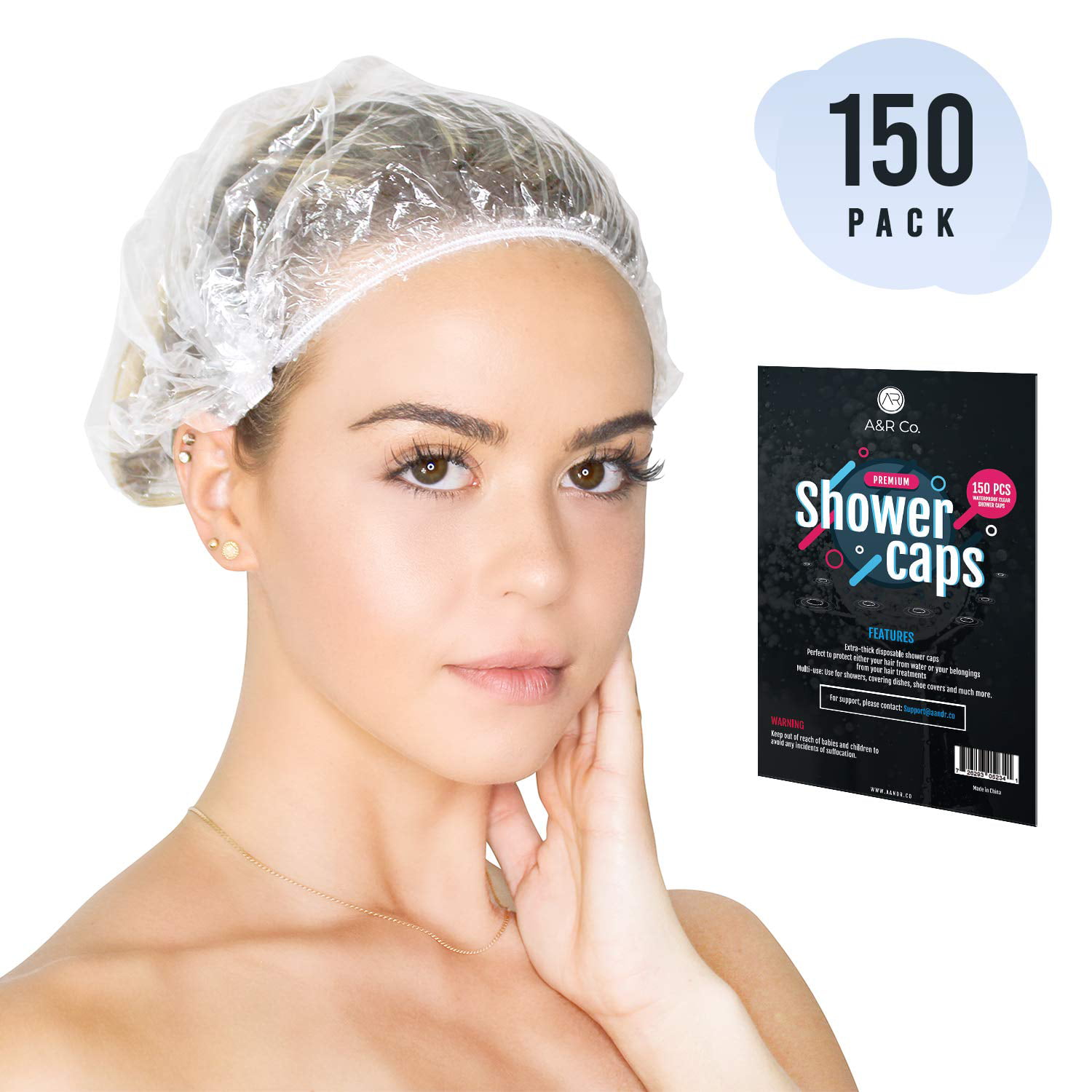 Disposable Shower Caps for Women 150 Extra Thick & Large