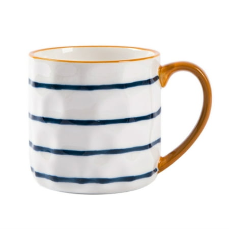 

TINYFULL Creative Ceramic Mug With Gold Handle Handmade Embossed Porcelain Coffee Cup Tea Milk Cups Dishwasher Safe