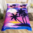thumbnail image 2 of Erosebridal Summer Palm Tree Comforter Cover King, Cartoon Beach Bedding King Size, Seaside Night Bedroom Decor, Reversible 3pcs (No Comforter), 2 of 7
