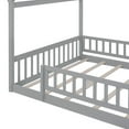 thumbnail image 7 of Full Size House Bed Solid Wood Floor Bed Frame with Fence Guardrails and Roof Montessori Bed Playhouse Bed for Children Girls and Boys, Gray, 7 of 7
