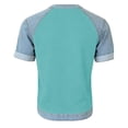 thumbnail image 5 of Sentmoon Chemise en Denim Hauts Athlétiques pour Femmes Manches Courtes Col Rond Patchwork Coupe Régulière avec Imprimé T-Shirts Extensibles pour Femmes Actifs pour le Travail et le Bureau 3TG-5TG, 5 of 5