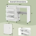 thumbnail image 3 of Costway Folding Sewing Table Rolling Craft Station with 3 Storage Bins & Charging Station White, 3 of 10