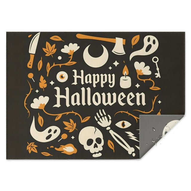 Happy Halloween Table Cover Waterproof Spillproof Tablecolths Table Covers Pumpkin Skull Bat Spider Rectangle Table Cloths for Halloween Party Decorations Favors
