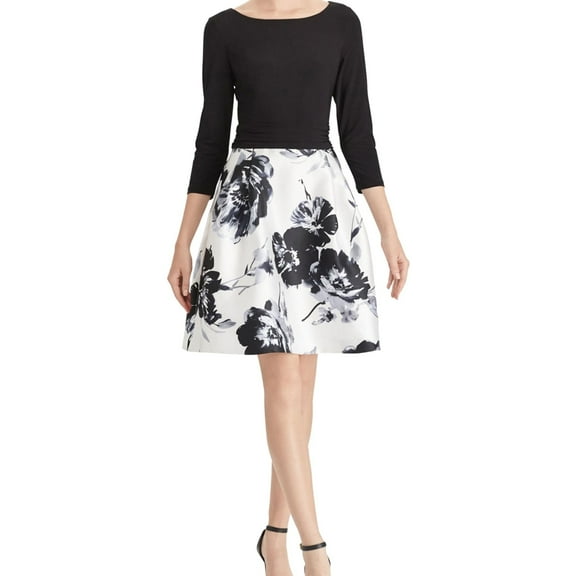 American Living Womens Floral Jacquard A-Line Dress