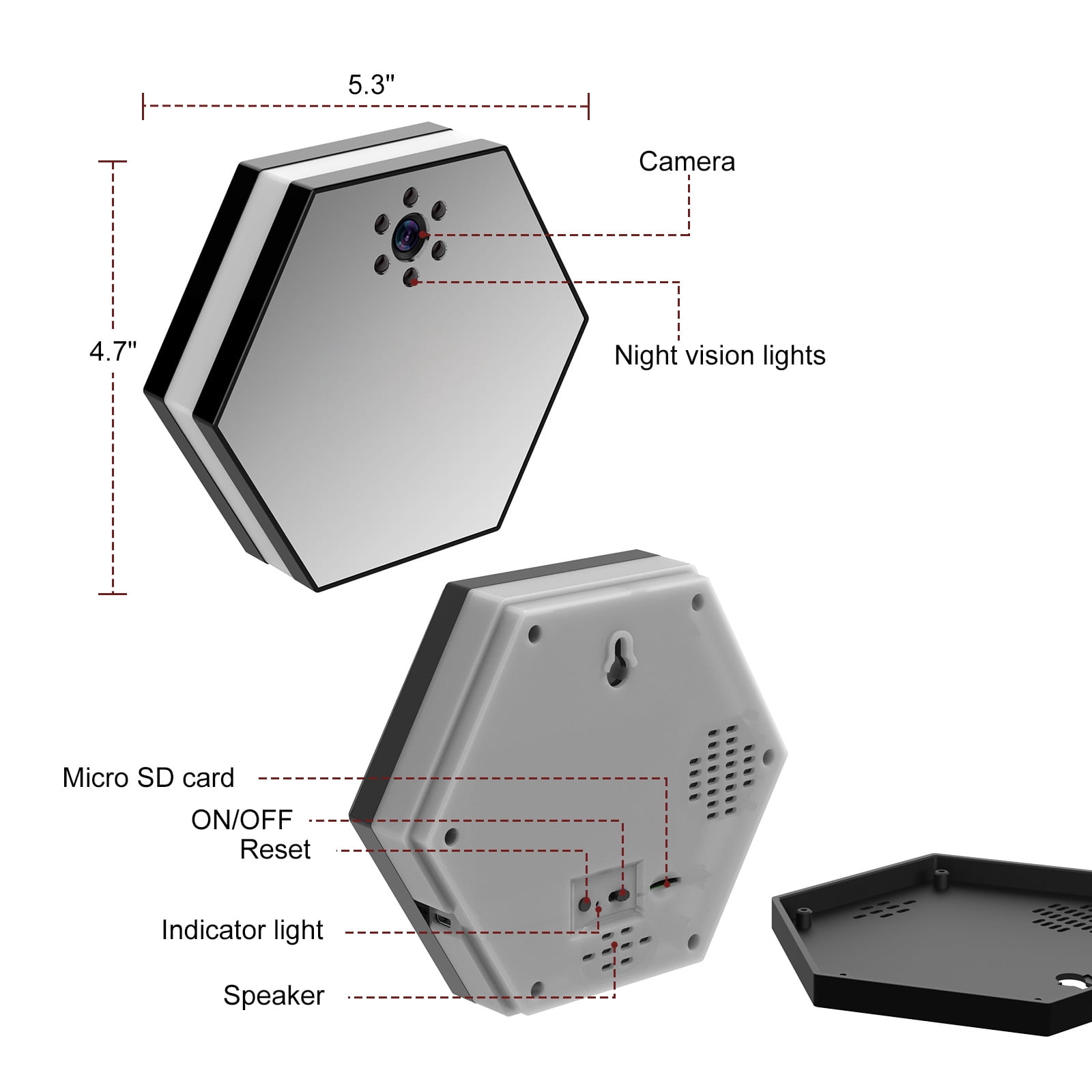 Wireless Security Camera, 1080P HD Monitor Pet Camera with Clock Display and Color Light, Night Vision Motion Detection, WiFi Smart Surveillance Camera for Home,Family,Baby,Pet Monitoring