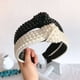 thumbnail image 4 of Diademas de perlas para mujer, diseño de banda para la cabeza con nudo blanco, elegante tocado de boda para novia, diademas anchas para niña, 4 of 5