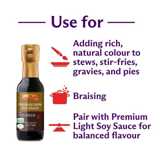 Lee Kum Kee Premium Dark Soy Sauce 250ml, British Import (Pack of 2)