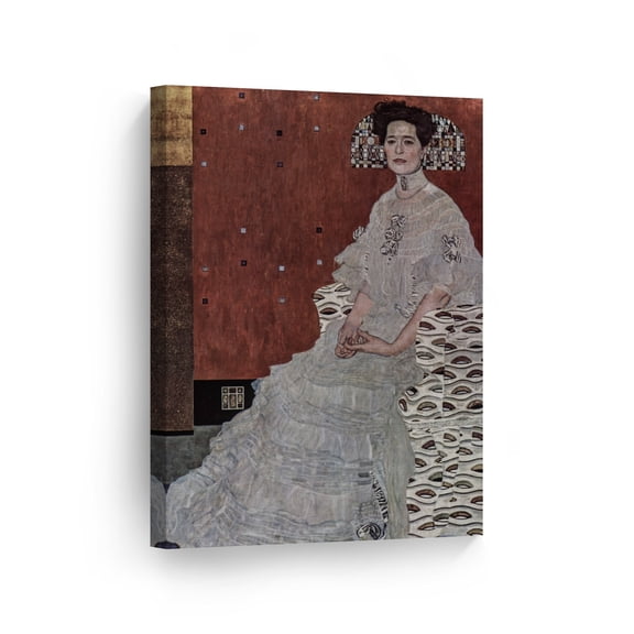 Smile Art Design Portrait of Fritza Riedler by Gustav Klimt Canvas Print Wall Art Famous Art Painting Reproduction Fine Art Oil Paintings Modern Art Home Decor Ready to Hang- Made in the USA- 12x8