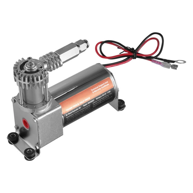 KFFKFF Air Shock Controller Kit, 12V 100PSI On Board Air Compressor System, Air Ride Suspension Compressor Kit with Single Path System, Pressure Gauge & Air Line for Trucks Vans