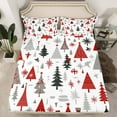 thumbnail image 2 of jejeloiu Cartoon Xmas Tree Twin Sheet Sets,Merry Christmas Twin Fitted Sheet,Red Gray White Flat Sheet For Girls Kids,Super Cozy Room Decor,3 Pieces, 2 of 7