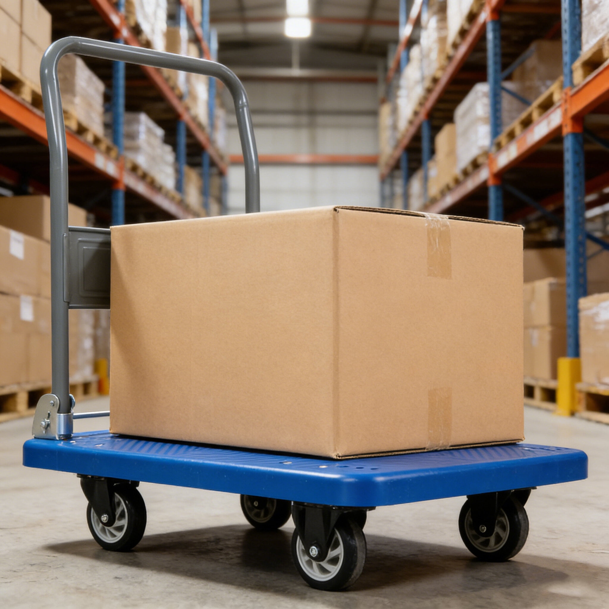 Dolly, Hand Truck Upgraded Foldable Push Cart Dolly 660 lbs Capacity Moving Platform Hand Truck Heavy Duty Space Saving Collapsible Swivel Push Handle Flat Bed Wagon, Blue Hand Truck,Furniture Dolly