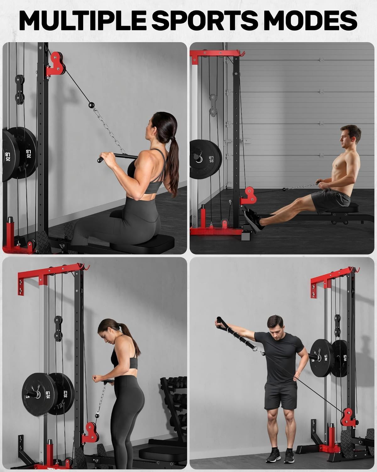 Cable Crossover Machine,Lat Pull Down Machine with Adjustable 16 Positions Dual Pulley System,Wall Mounted Pulley Tower functional traine for Home Gym Fitness