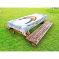 thumbnail image 1 of Cartoon Outdoor Tablecloth, Rainbow above Fluffy Cute Romantic Clouds for Kids Nursery Art, Decorative Washable Fabric Picnic Table Cloth, 58 X 84 Inches,Baby Blue White Red Yellow Pink, by Ambesonne, 1 of 2