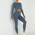 thumbnail image 4 of 2 Piece Outfits for Womens Seamless Yoga Crop Top and Long Pant Set Workout Sweatsuits Long Sleeve/Sleeveless Sportswear, 4 of 5