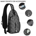 thumbnail image 2 of Sling Backpack,Black White Halloween Skull Pattern Crossbody Bag with Water Bottle Holder,Waterproof Sling Bag for Men/Women with Chest Phone Holder for Hiking,Travel, 2 of 6