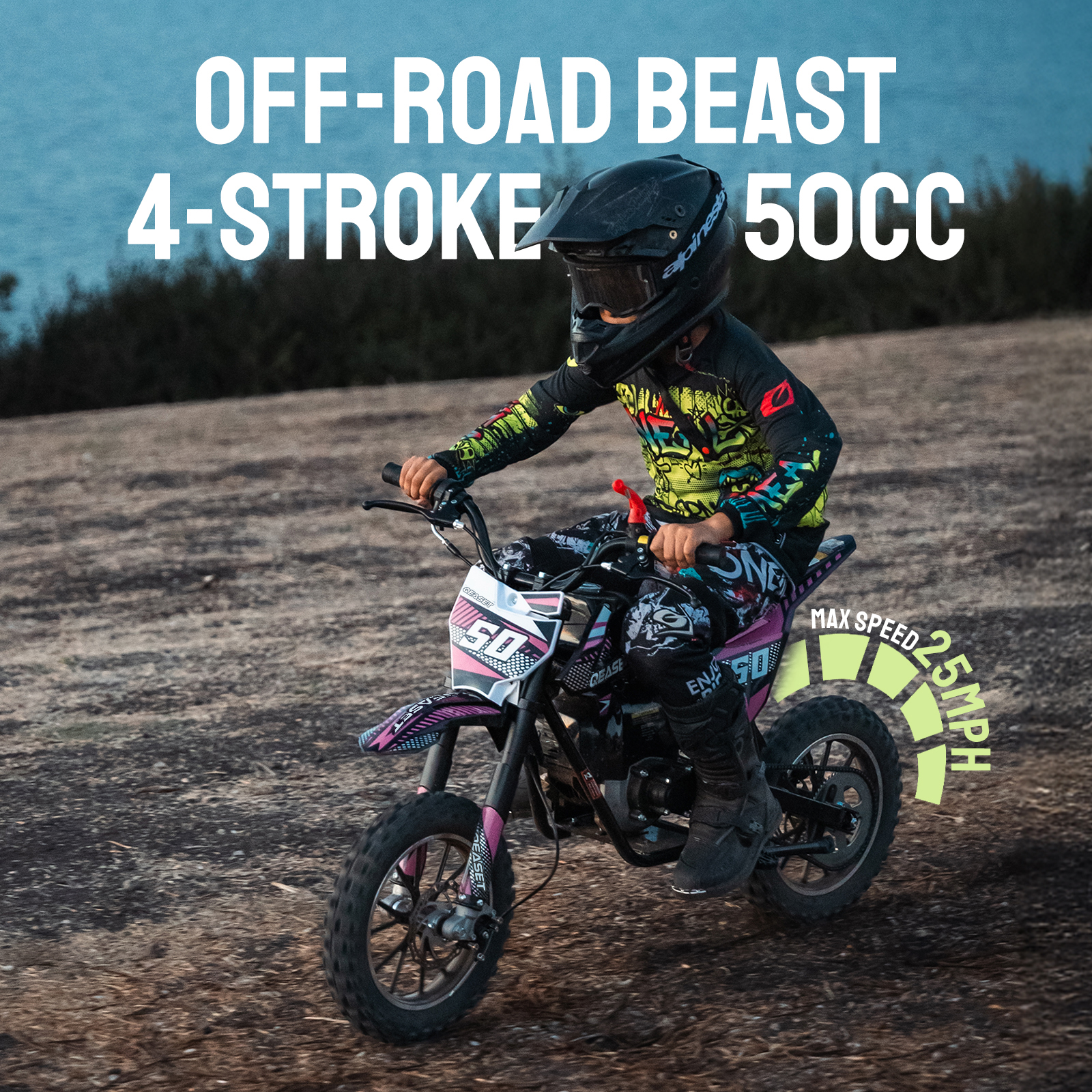 Gas Dirt Bike,50cc 4-Stroke Gas Powered Mini Bike for Adults & Teens,with Disc Brakes&Suspensions,Up to 25 Mph