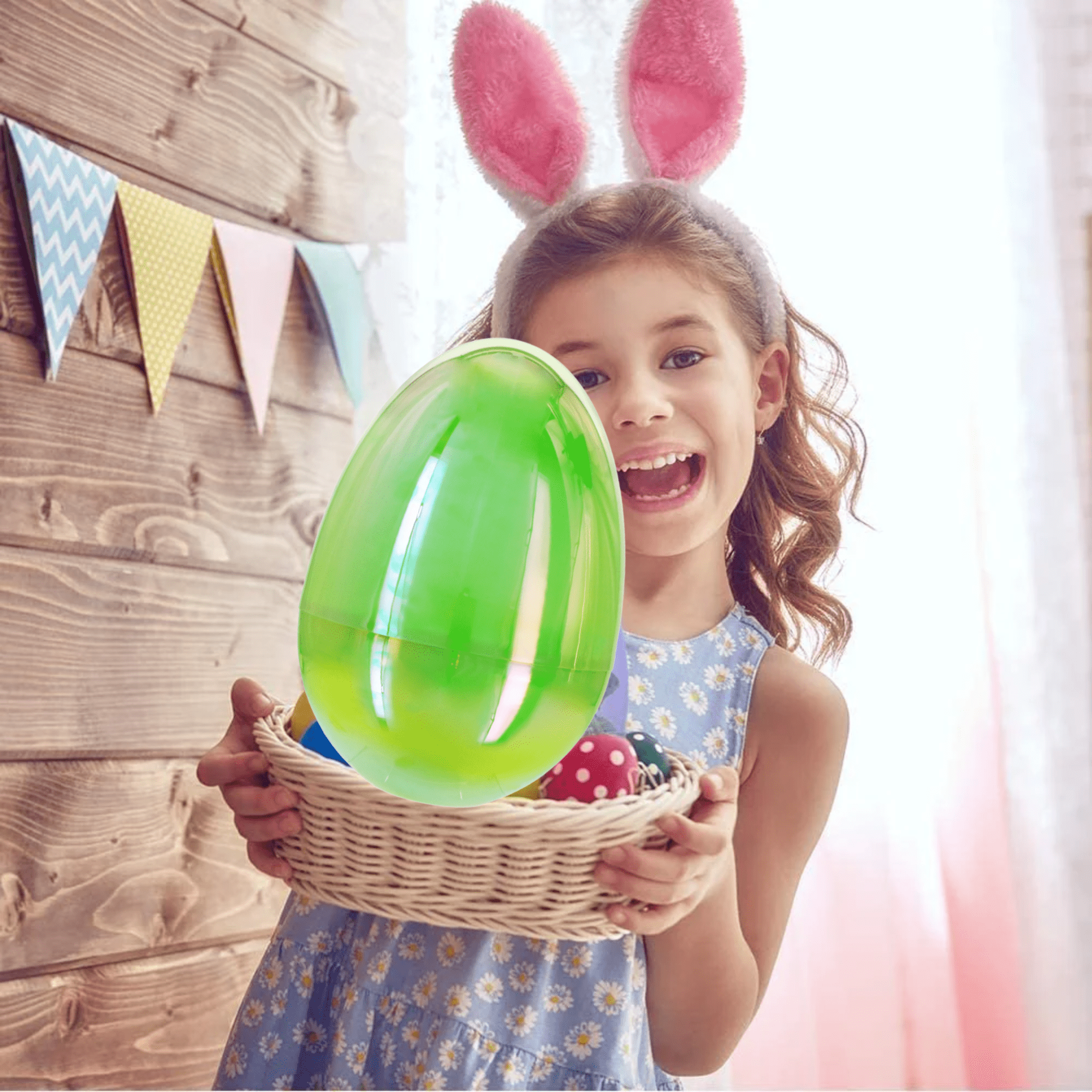 Jumbo Easter Egg Gifts with 6pcs Toys Inside & Reusable Green Iridescent Plastic Eggs for Kids Boys Girls Classroom Surprise Spring  Holiday Birthday Party Gifts & Care Package(Contents Vary)
