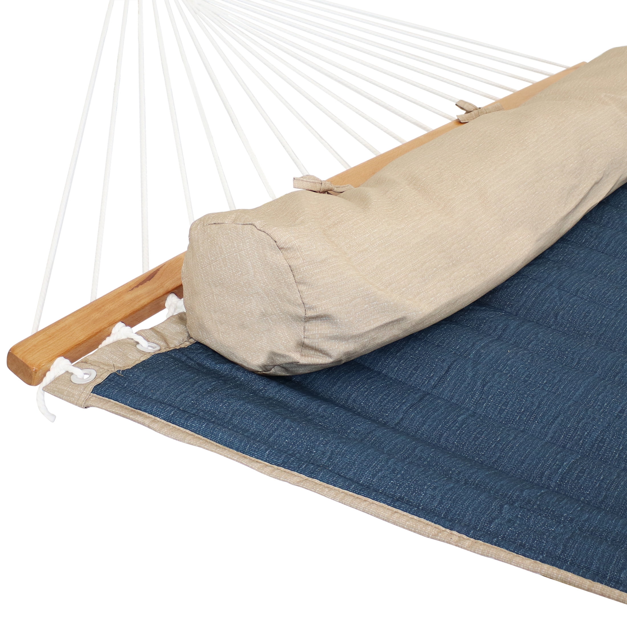 Sunnydaze 2-Person Quilted Polyester Spreader Bar Hammock, 440 lb - Tidal Wave