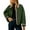 Green, variant on Women's Contrast Cuff Jacket, Plaid Collar Long Sleeve Top, Relaxed Fit Casual Outerwear, Lightweight Zip Up Coat, No Hood Everyday Wear, Barn Style Shirt Jacket Navy S