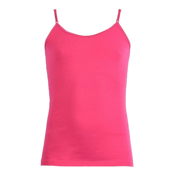 Girl's Cotton Basic Solid Camisole Adjustable Strap Tank Top Undershirts , Hot Pink S, 1 Pack
