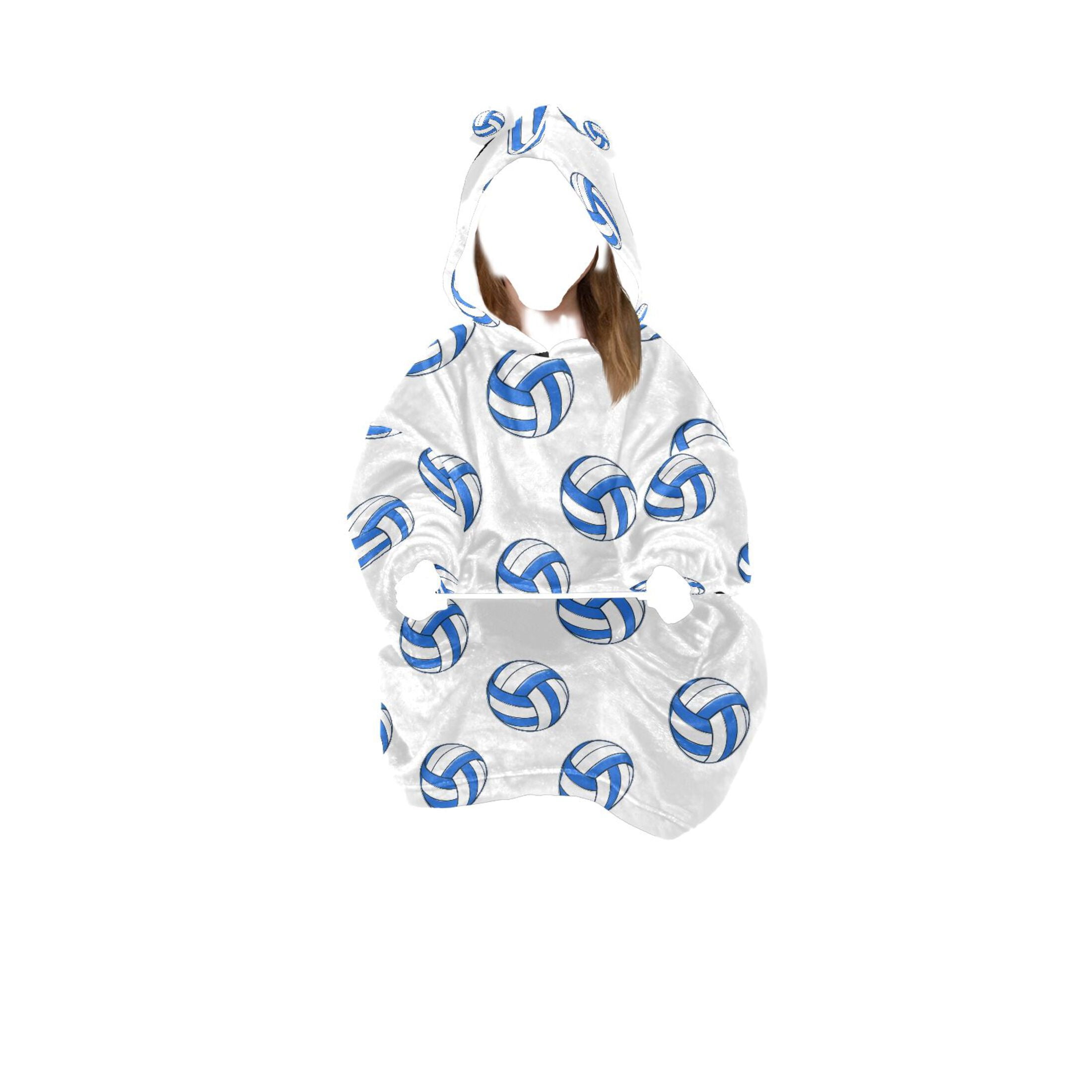 joogoo Wearable Blanket Hoodie Volleyball Blue for Flannel Sherpa Pocket 3-14 YR S