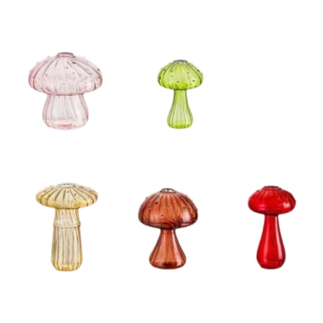 Jarrones de vidrio con forma de hongo Jarrones para plantas hidropónicas Jarrones decorativos lindos con flores 5 piezas