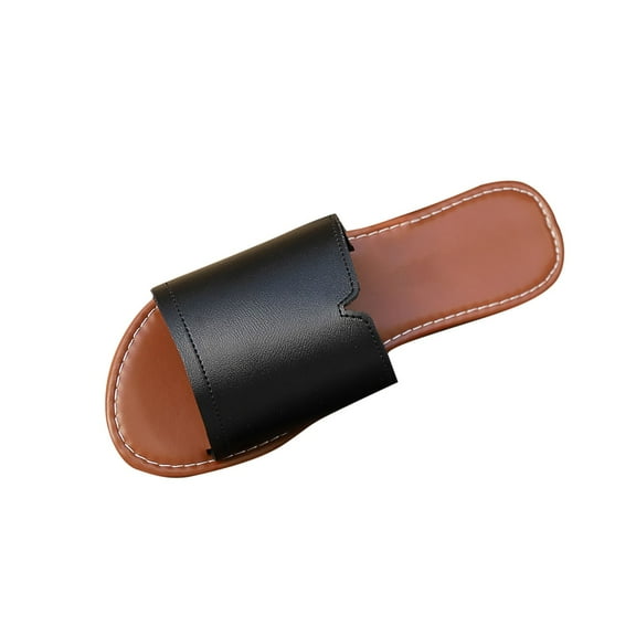 LOVZFMLL Flat Sandals for Women Summer Casual Open Toe Beach Slippers Comfort Walking Lightweight Soft Slides Slip On Outdoor Black 8.5