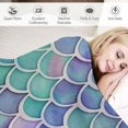 thumbnail image 3 of Nawypu  Throw Blanket Watercolor Rainbow Scales of Mermaid Seamless Pattern Decorative Soft Warm Cozy Flannel Plush Throws Blankets for Bedding Sofa Couch, 3 of 6