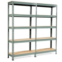 Costway 2PCS 5-Tier Metal Storage Shelves 60''Adjustable Shelves Gray