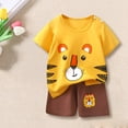 thumbnail image 2 of Mercatoo Toddler Cute Dinosaur Graphic Girls Cotton Short Sleeve Shirt and Striped Shorts Set Casual Summer 2PCS Outfit, 2 of 4