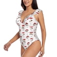 thumbnail image 3 of Yiaed Different Mushrooms Print Women's Ruffled One Piece Swimsuit V Neck Swimwear Slimming Monokini for Woman-X-Large, 3 of 8