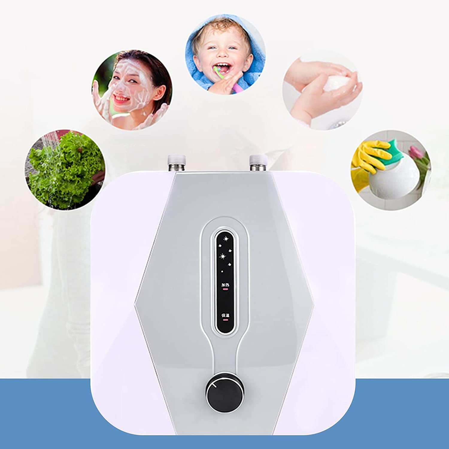 FETCOI 110V Electric Water Heater Bathroom Kitchen Instant Hot 1500W Hot Water Tankless (Gray)