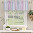 thumbnail image 3 of Colorful Striped Valances for Windows, Decorative Rod Pocket Window Valance Curtains, Pink Blue Yellow Abstract Vertical Lines Short Curtain Drapes for Kitchen/Living Room, 2 Panels, 54" W x 18" L, 3 of 8