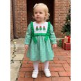 thumbnail image 6 of RUINIXCW Toddler Baby Girl Christmas Dress Outfit Infant Baby Girl Fall Winter Giangham Plaid Dress Clothes Cute Santa Tree Deer Embroidery Long Sleeve Ruffled Dress, 6 of 9