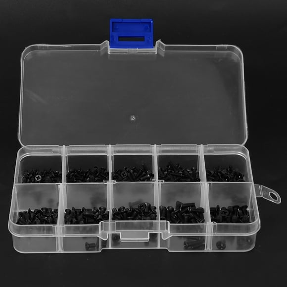 Carbon Steel Flat Head Machine Screw Assortment Sets Nails Screws Fasteners Screw Hardware Tool Cross Black Carbon Steel Electronics Industry Fasteners with Box