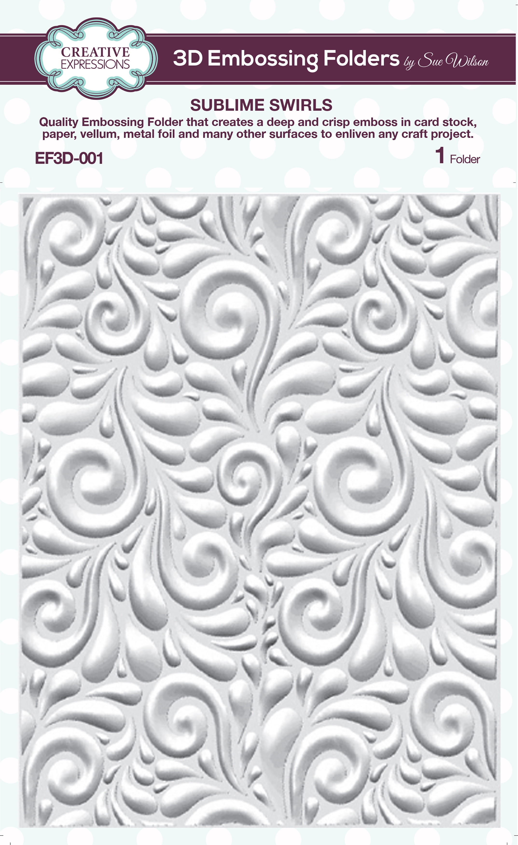 Creative Expressions 3D Embossing Folder 5.75"X7.5"-Sublime Swirls ...