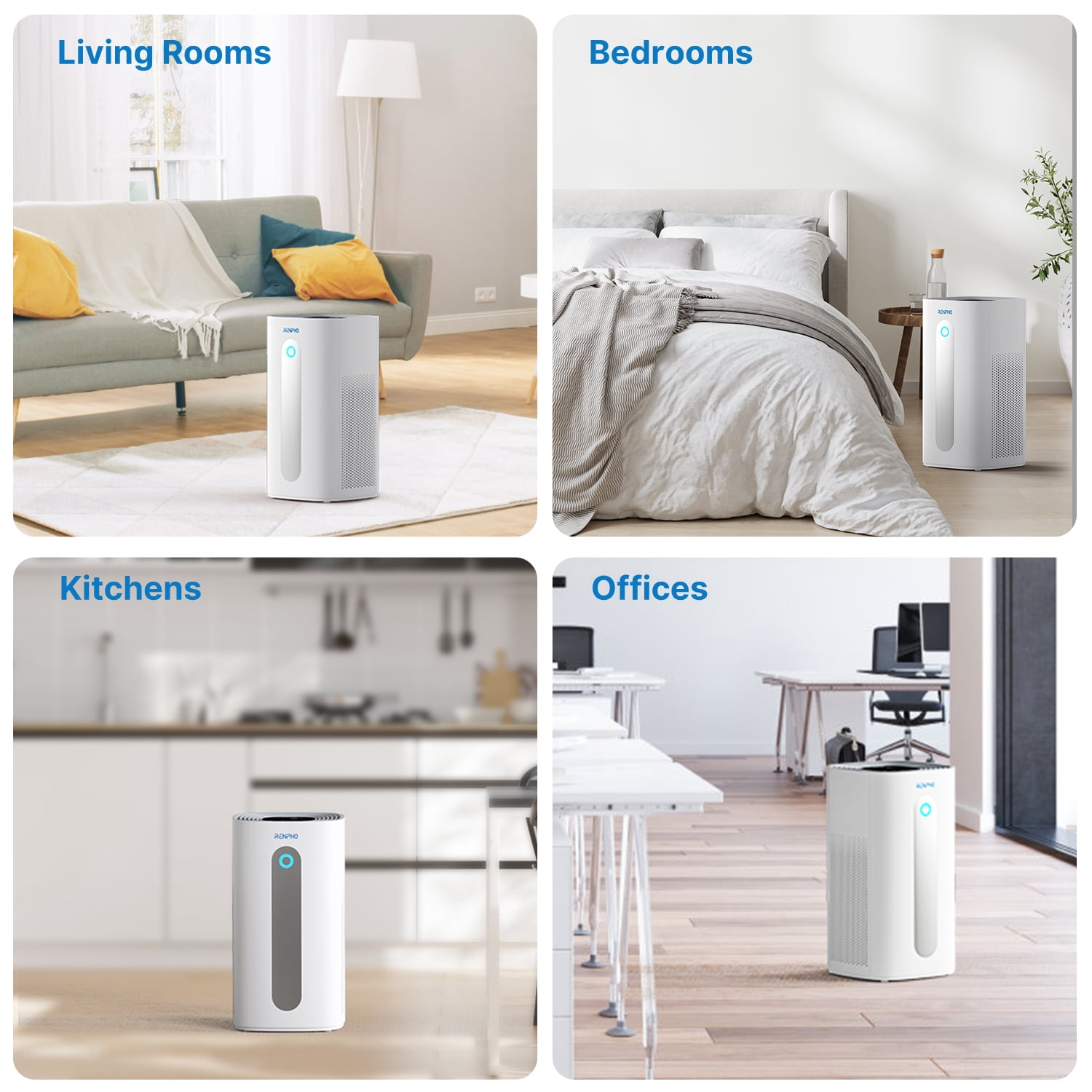 RENPHO True HEPA Air Purifier R-M003, Air Cleaner for Large Room up to 2420 ft², PM2.5, White