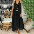 thumbnail image 4 of Abcnature Womens Maxi Dress, Women Sleeveless V-Neck Sling Lace Solid Dress, Plus Size Summer Casual Long Dresses, Wedding Guest Dresses Beach Party Dress Black XXL, 4 of 4