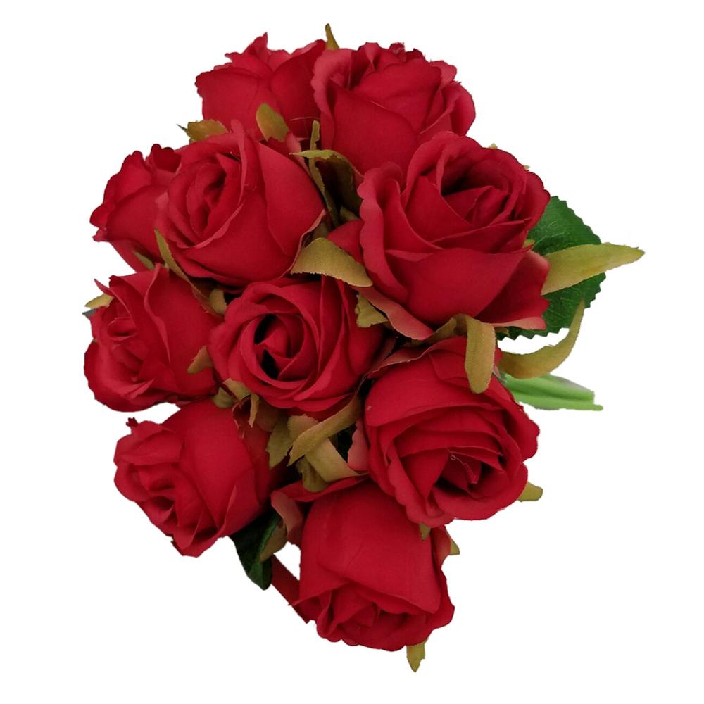 12HEADS Artificial Rose Silk Flowers Flower Floral Fake Valentines Wedding Home