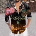 thumbnail image 4 of Camisas De Vestir Para Hombre Manga Larga Camisa de manga larga con solapa con botones y estampado digital 3D para hombre de Año Nuevo y Festival de Primavera (Blue, XXL), 4 of 5