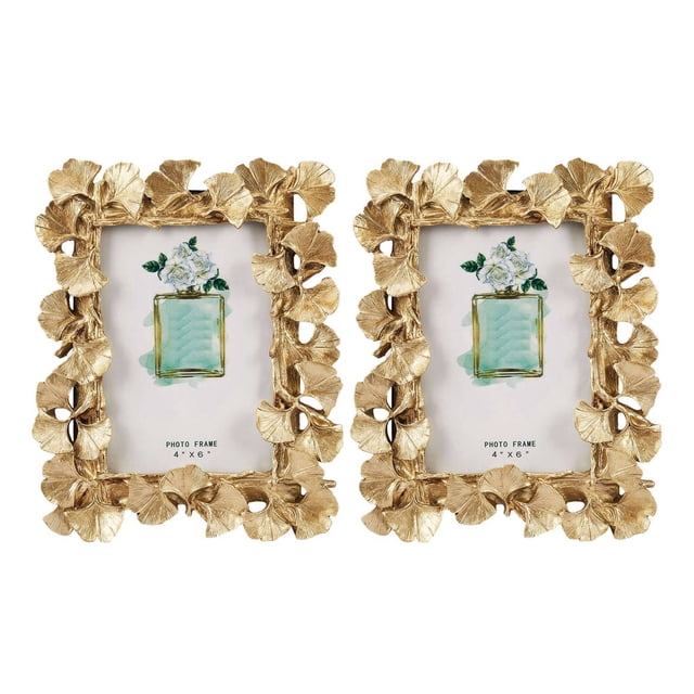 2X Retro de Resina Dorado Hoja de Ginkgo Decoraciones para El Hogar