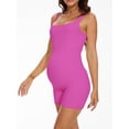 thumbnail image 4 of Maternity Workout Romper Pregnancy Yoga Ribbed One Piece Seamless Tank Top Jumpsuit, 4 of 5