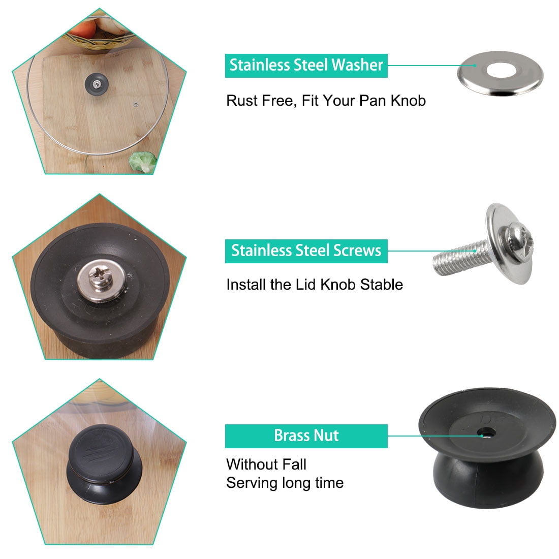 Unique Bargains Pan Lid Knob Easy Lifting Universal Cookware Replacement 5 Pcs