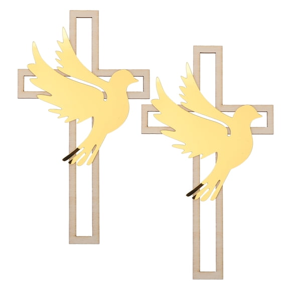 Acrylic and Wood Cross Cake Topper for Decor Multi Color Engagement Baptism Birthday Parties 2pcs