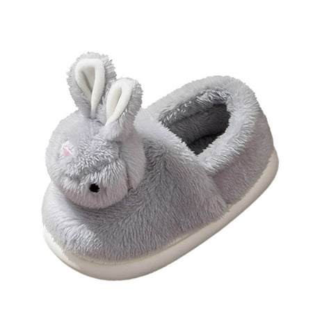 

Fashion Autumn And Winter Boys And Girls Slippers Flat Bottom Lightweight Short Plush Warm Cute Cartoon Rabbit Big Kid House Slipper