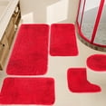 thumbnail image 5 of Solid Color 5-Piece Bath Mat Set Velvet Fleece Foam Long Plush Water Absorbent Non-Slip Washable Bathroom Toilet Rugs for Home Modern Decor Black White Gray Hot Savings & Everyday Bargains, 5 of 9