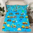 thumbnail image 2 of Manfei Cute Cartoon dinosaur Queen Sheet Sets,Bulldozer Excavator Flat Sheet,Equipped Truck Queen Fitted Sheet,Microfiber Bedroom Decor,4 Pieces, 2 of 7